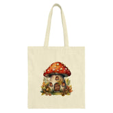 Mushroom House Tote Bag, Cottagecore Aesthetic Bag, Unique Gift Idea, Whimsical Mushroom Art, Fairycore Tote, Nature Inspired Handbag - Tawshia